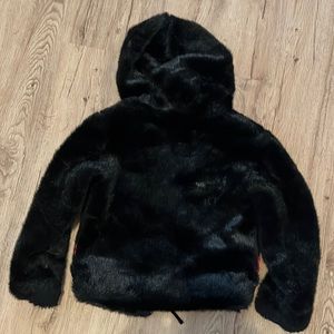 Black faux fur girls coat
